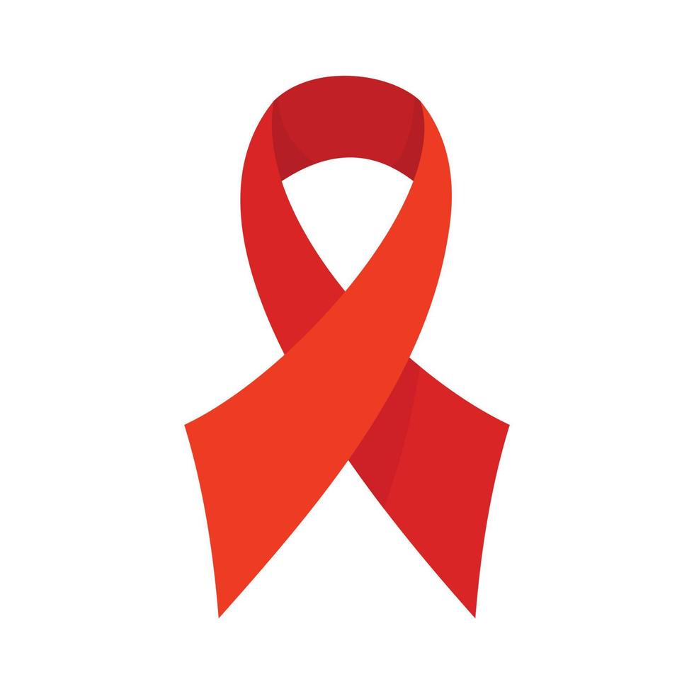 Red ribbon icon, flat style vector