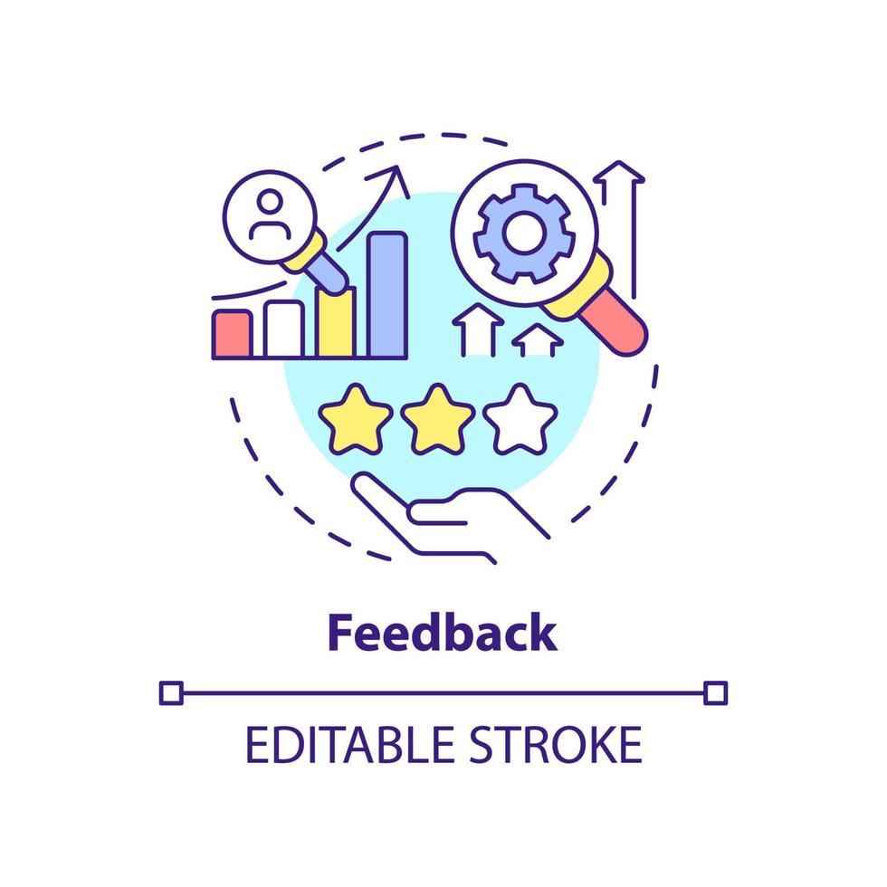 Feedback concept icon. Progress rating and evaluation. Principle of learning abstract idea thin line illustration. Isolated outline drawing. Editable stroke. vector