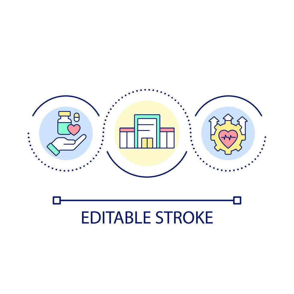 Safe and effective traditional medicine loop concept icon. Conventional healthcare abstract idea thin line illustration. Health improvement. Isolated outline drawing. Editable stroke. vector