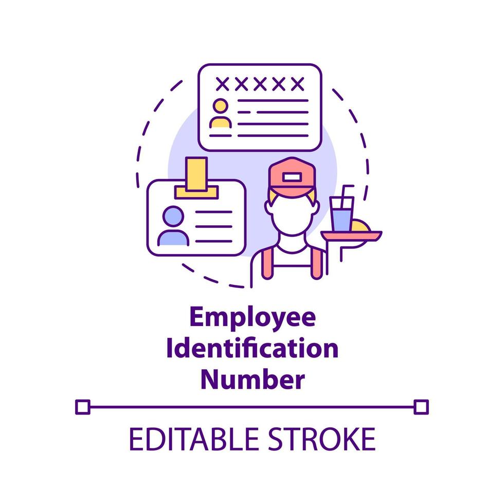 Employee identification number concept icon. Restaurant business license abstract idea thin line illustration. Isolated outline drawing. Editable stroke. vector