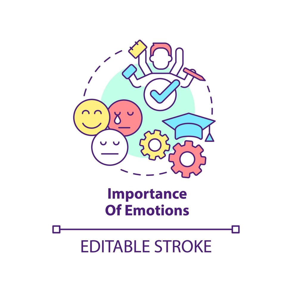 Importance of emotions concept icon. Student motivation. Principle of learning abstract idea thin line illustration. Isolated outline drawing. Editable stroke. vector