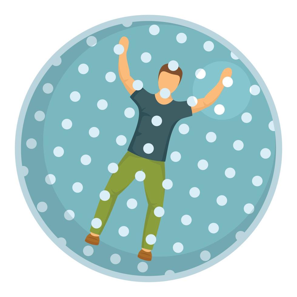 Boy in zorb icon, flat style vector