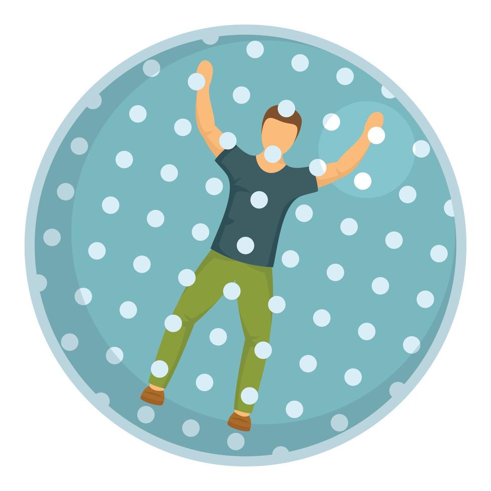 niño en icono de zorb, estilo plano vector