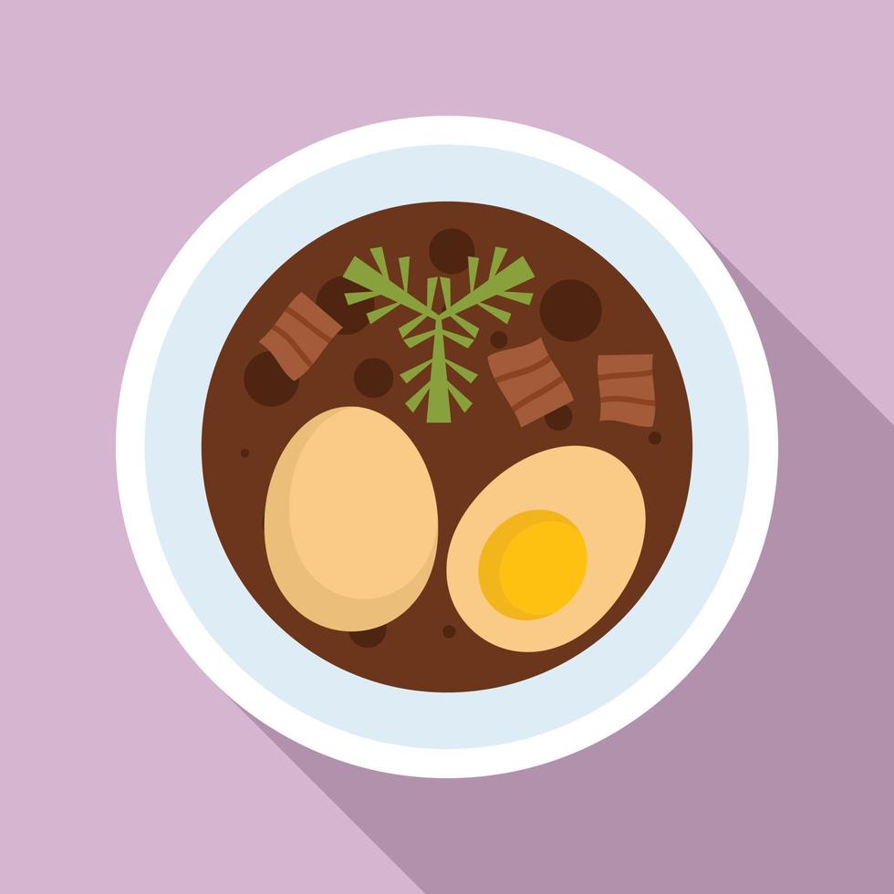 Boiled egg thai food icon, flat style vector