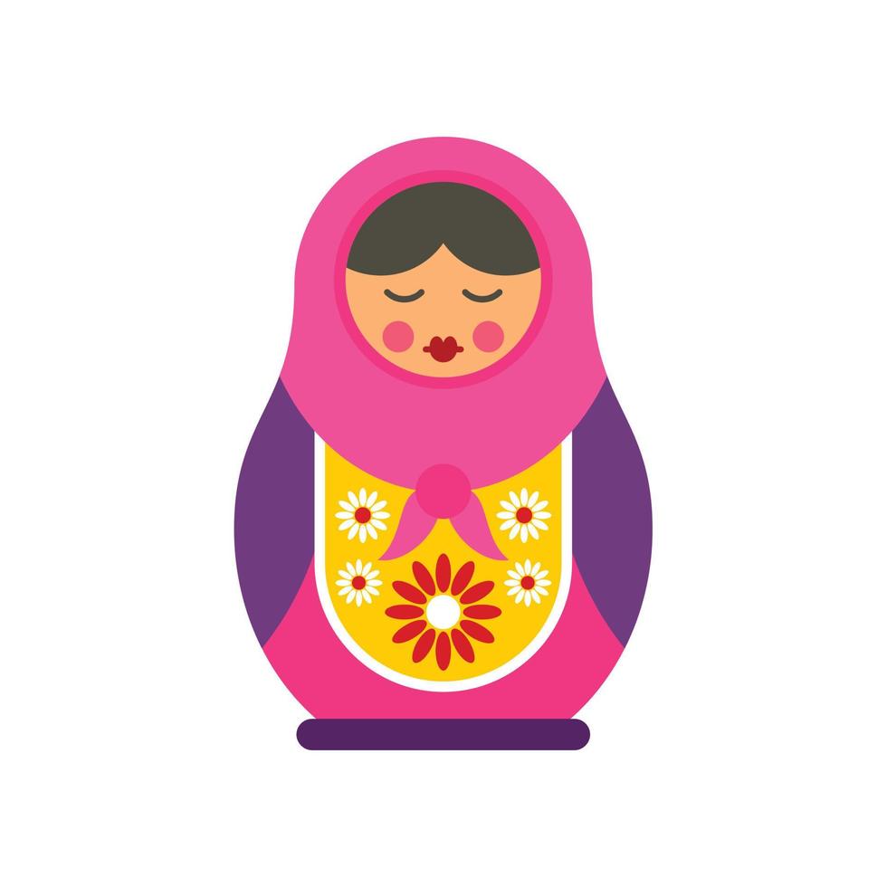 Russian nesting doll icon, flat style vector
