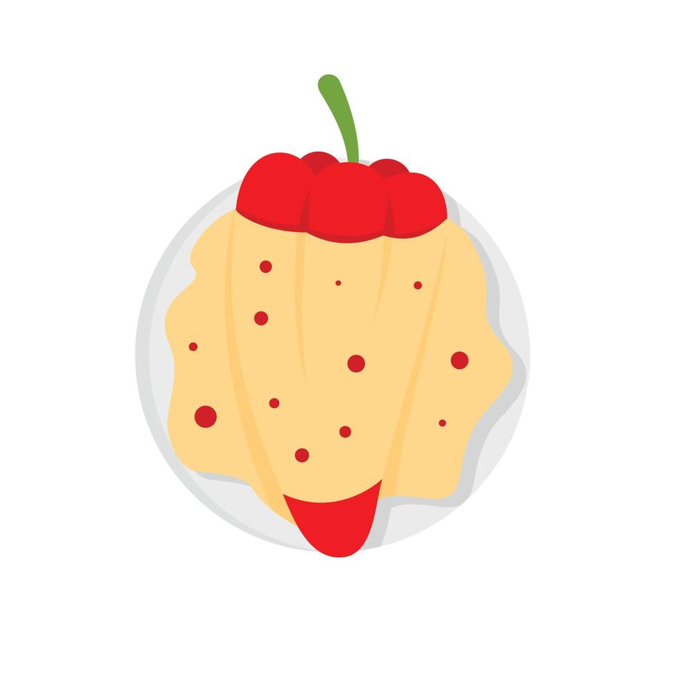 icono de queso pimentón rojo, tipo plano vector