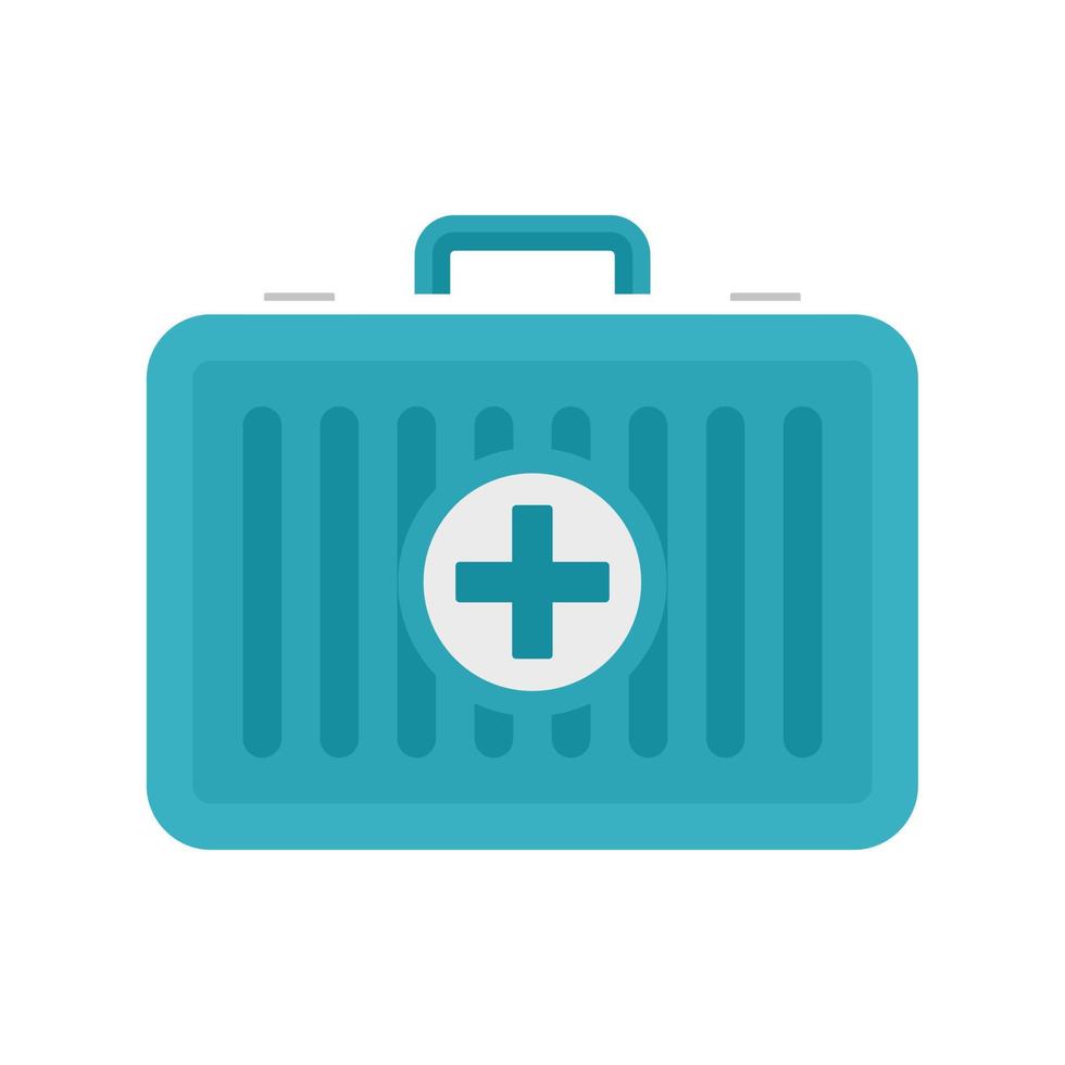 Beach first aid kit icon, flat style vector