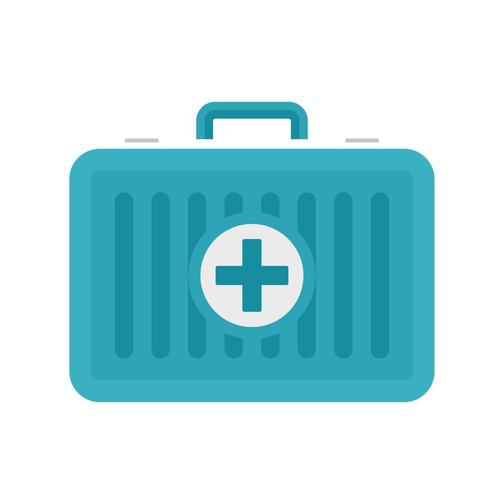 Beach first aid kit icon, flat style vector