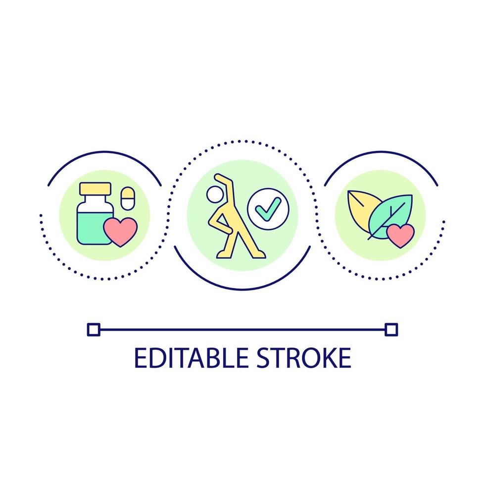 Herb-drug interactions loop concept icon. Integrative medicine abstract idea thin line illustration. Medical treatments. Improve wellness. Isolated outline drawing. Editable stroke. vector