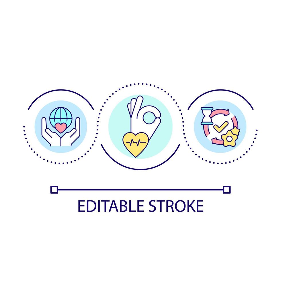 Improving healthcare access loop concept icon. High-quality health care service abstract idea thin line illustration. Medical insurance. Isolated outline drawing. Editable stroke. vector