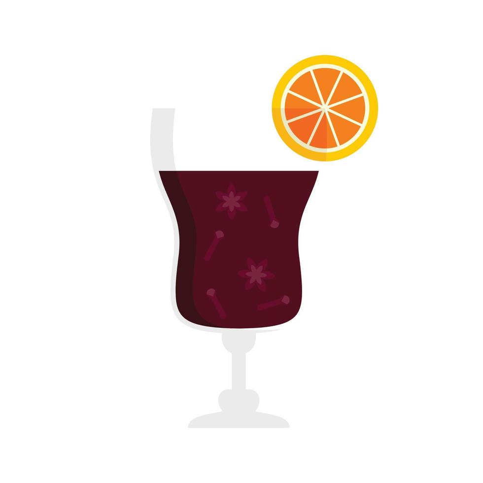 Mulled wine glass icon, flat style vector