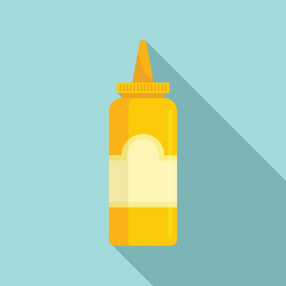 Mustard plastic bottle icon, flat style vector