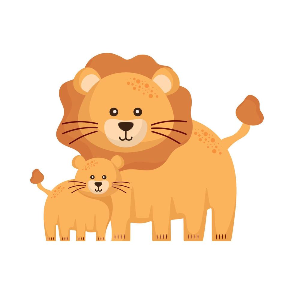 linda familia de leones vector