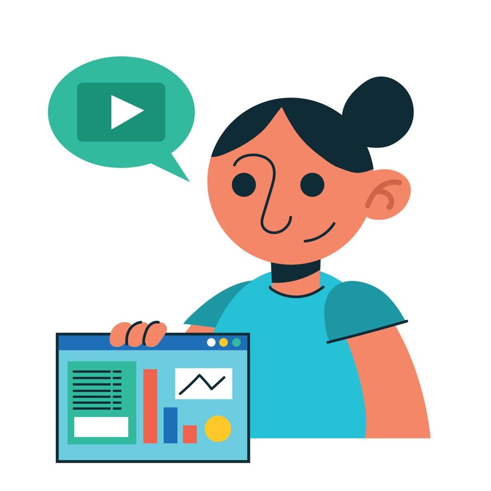 woman with website template vector