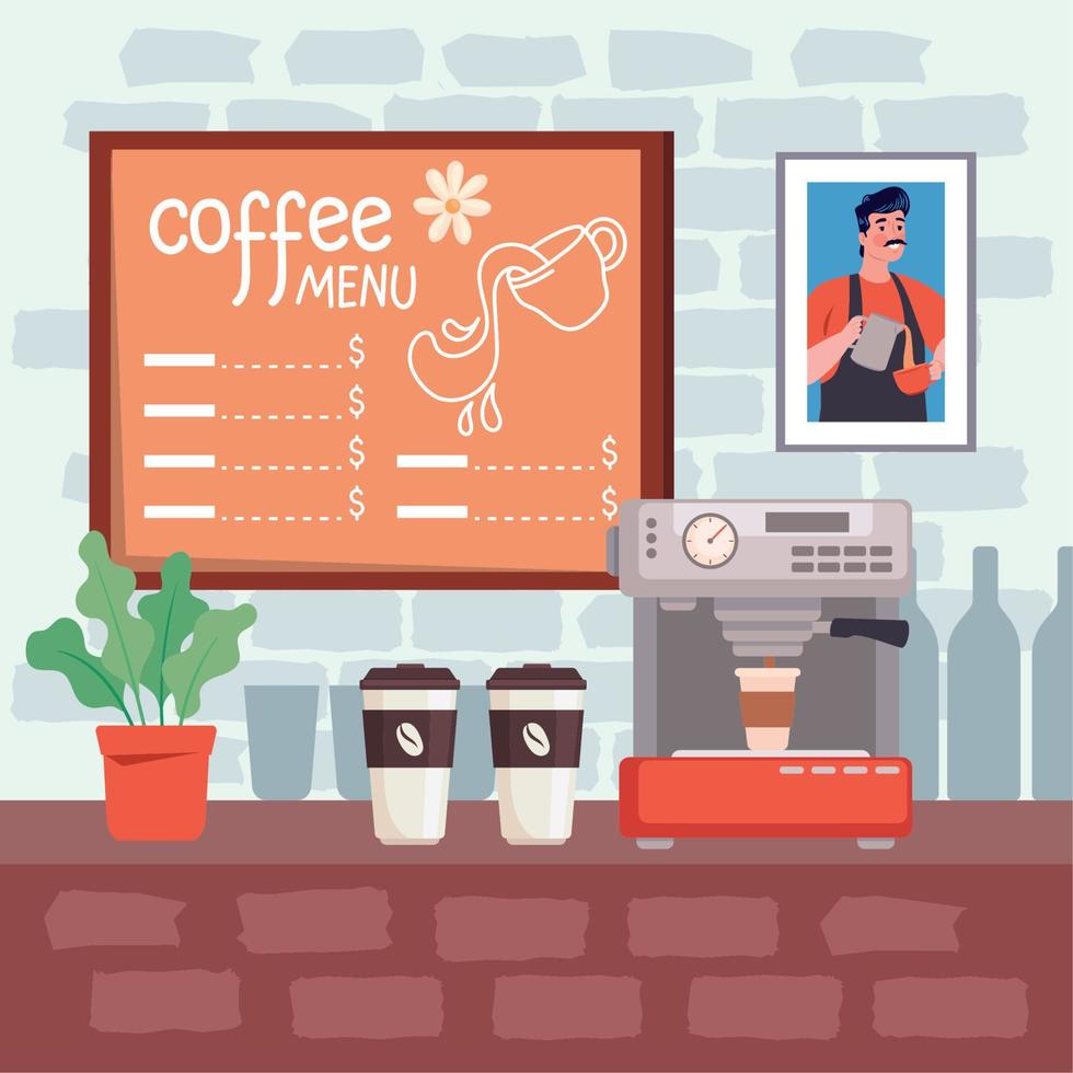 coffee menu label in coffee shop vector