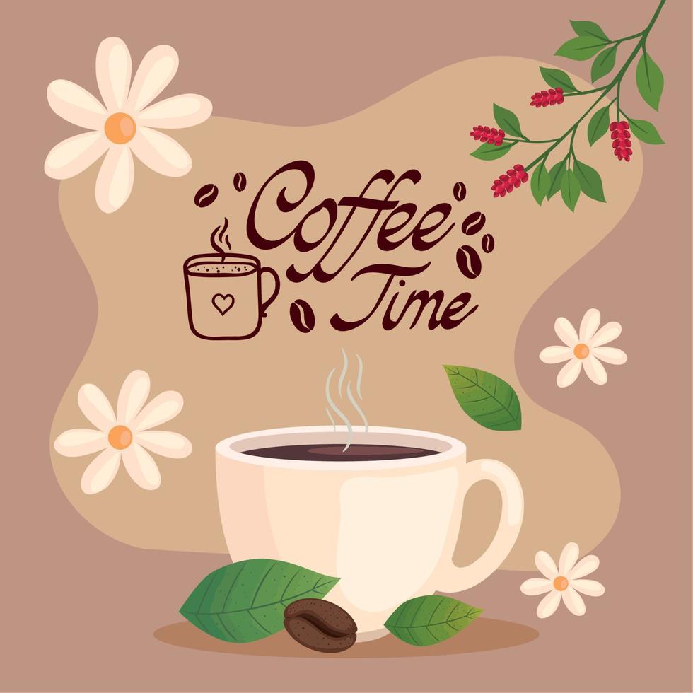 coffee time lettering with cup vector