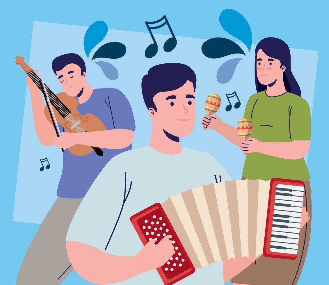 music festival poster with musicians group vector