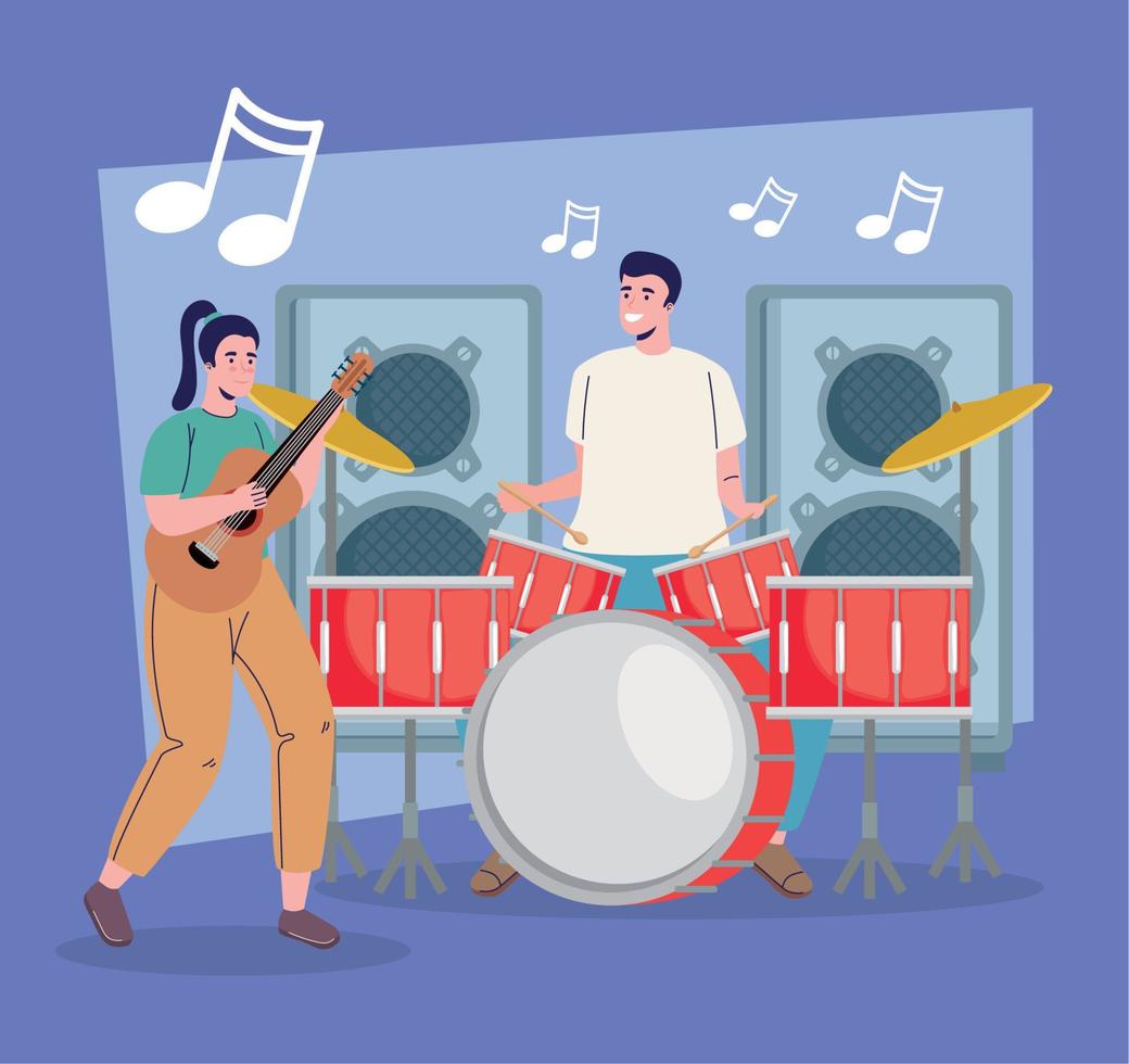 music festival poster with musicians couple vector