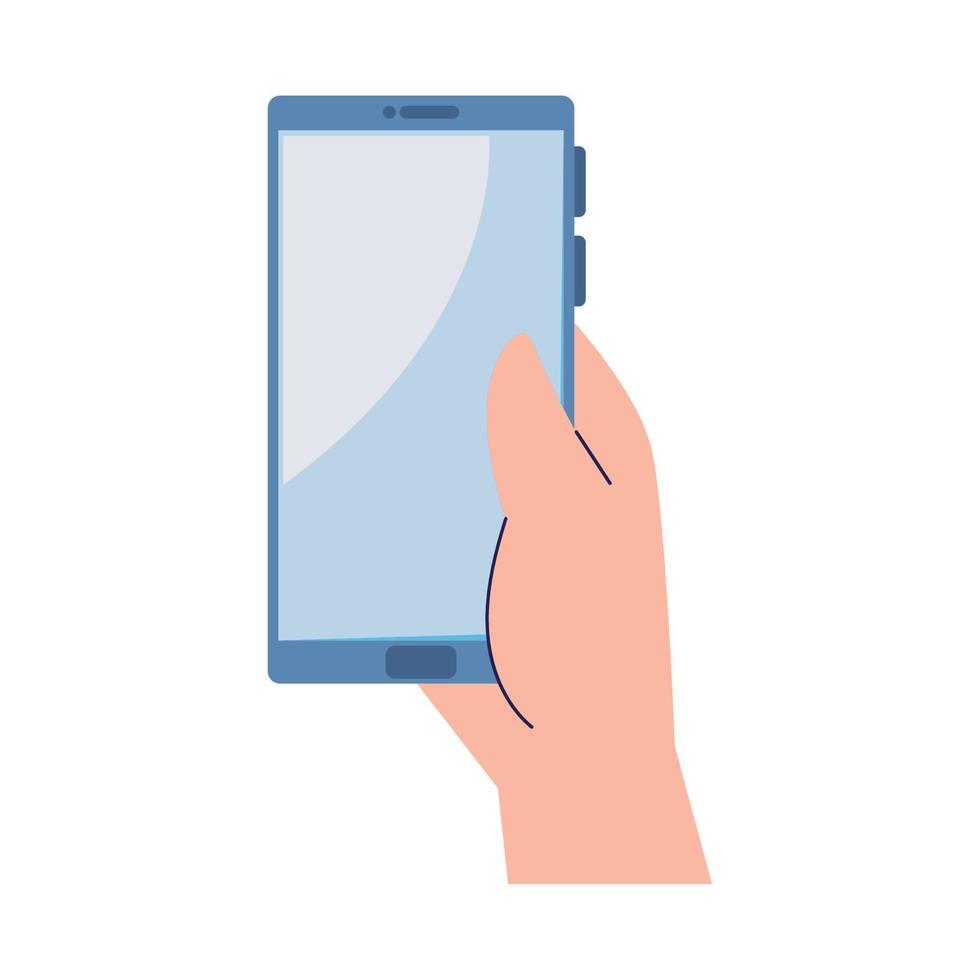 hand with smartphone device vector