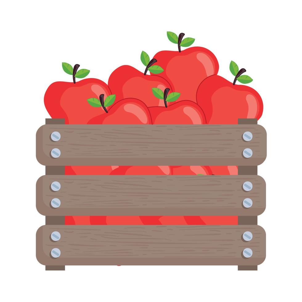 apple fresh fruits in basket vector