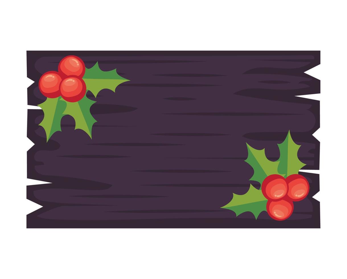 christmas cherries in wooden label vector