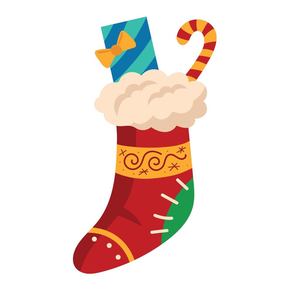 christmas boot with gifts vector
