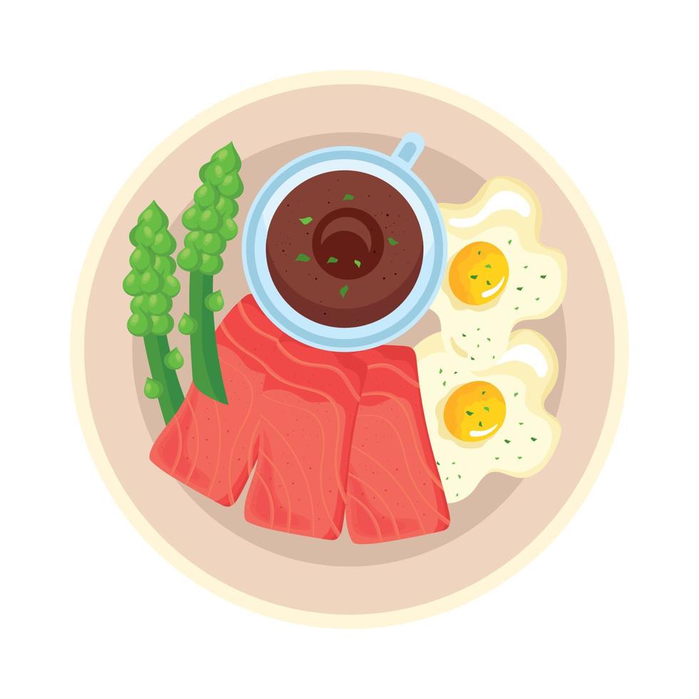 salmon and eggs frieds vector