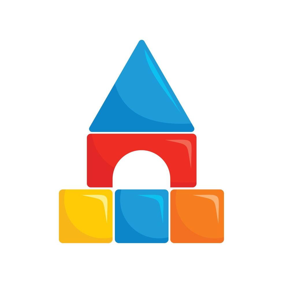 Plastic kid castle icon, flat style vector