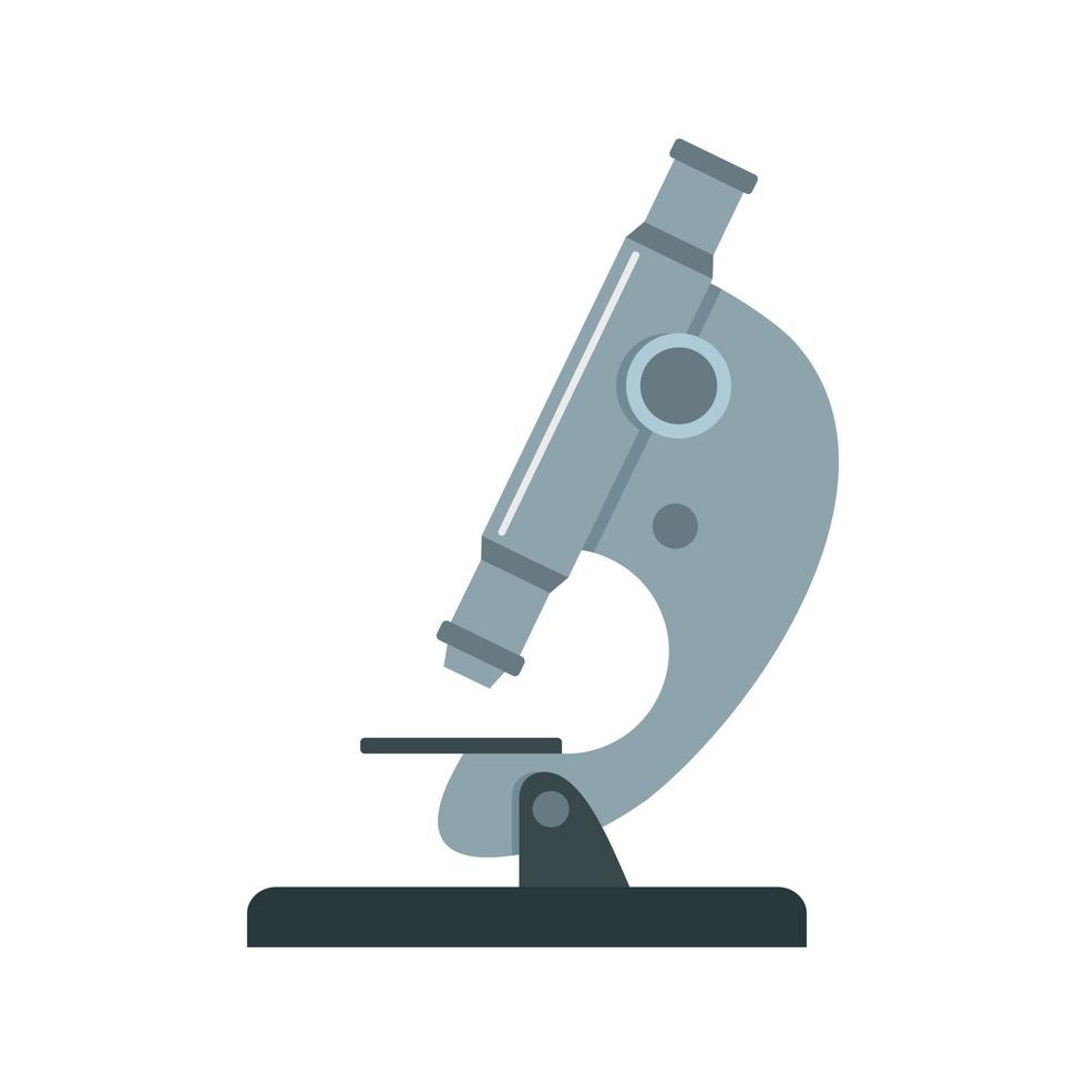 Biology microscope icon, flat style vector