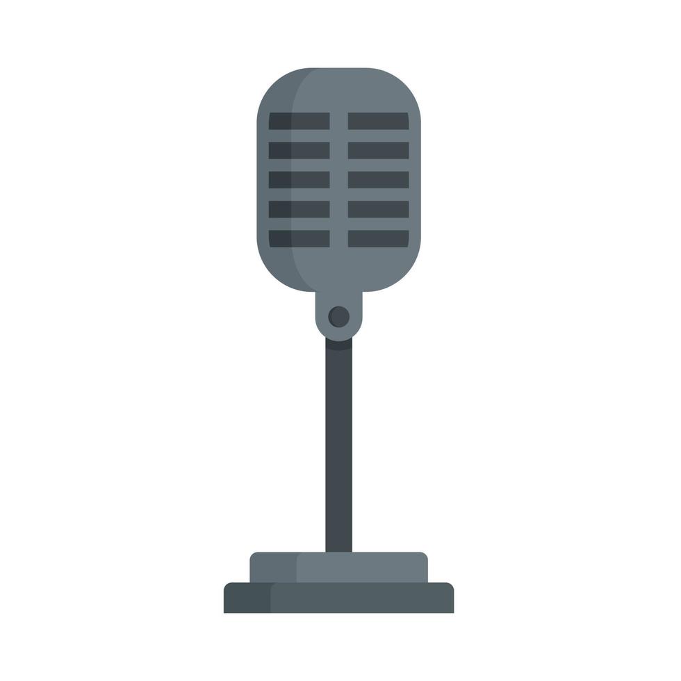 Retro microphone icon, flat style vector