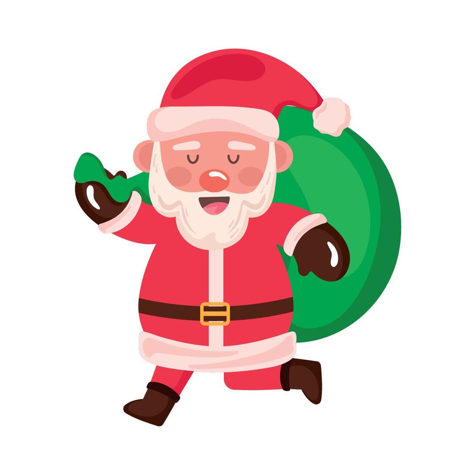 santa claus con bolsa de regalos vector