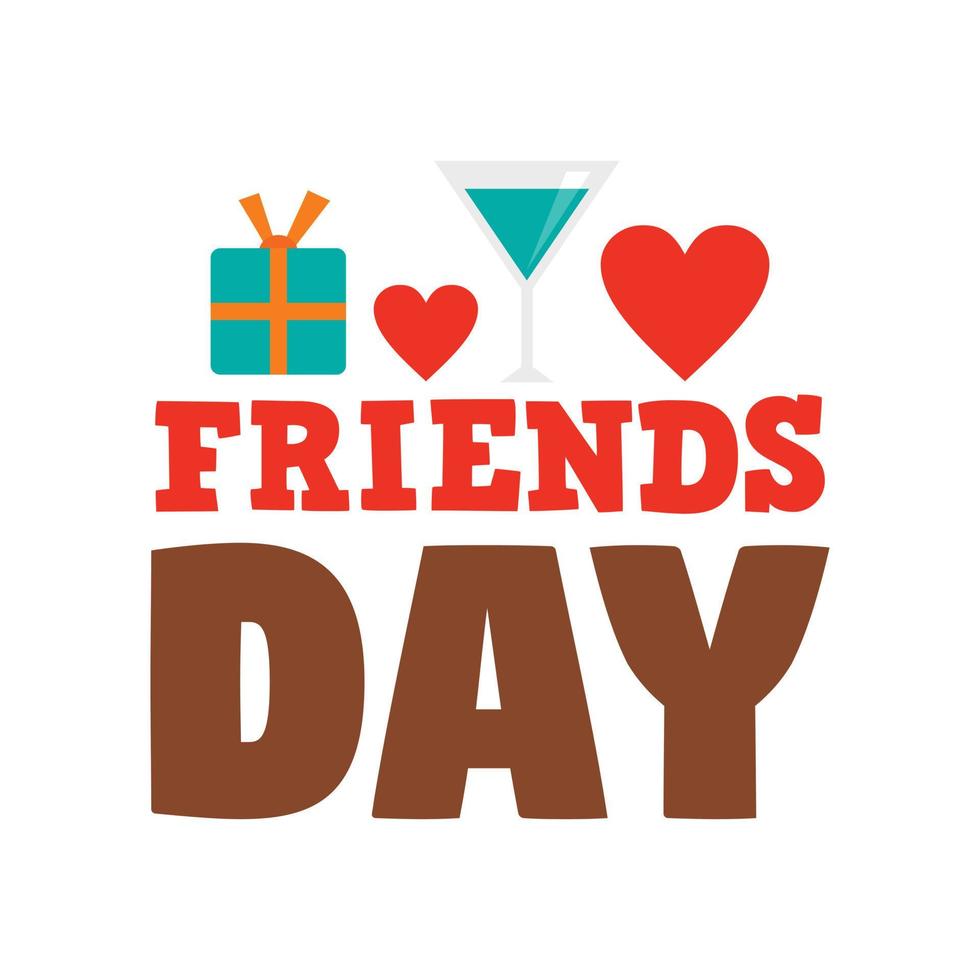 Friends day logo, flat style vector