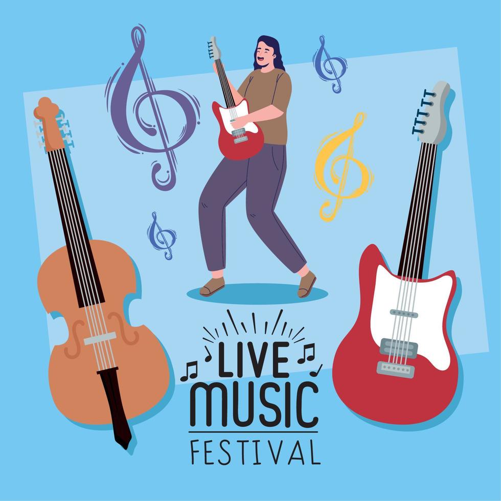 live music lettering with woman vector