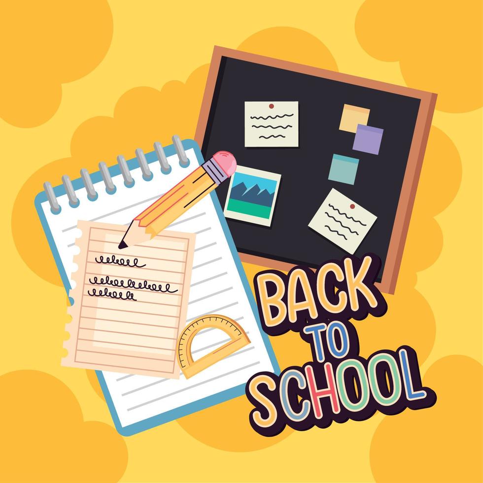 back to school lettering with notebook vector
