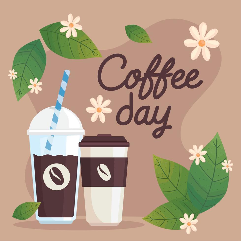 coffee day lettering with vector