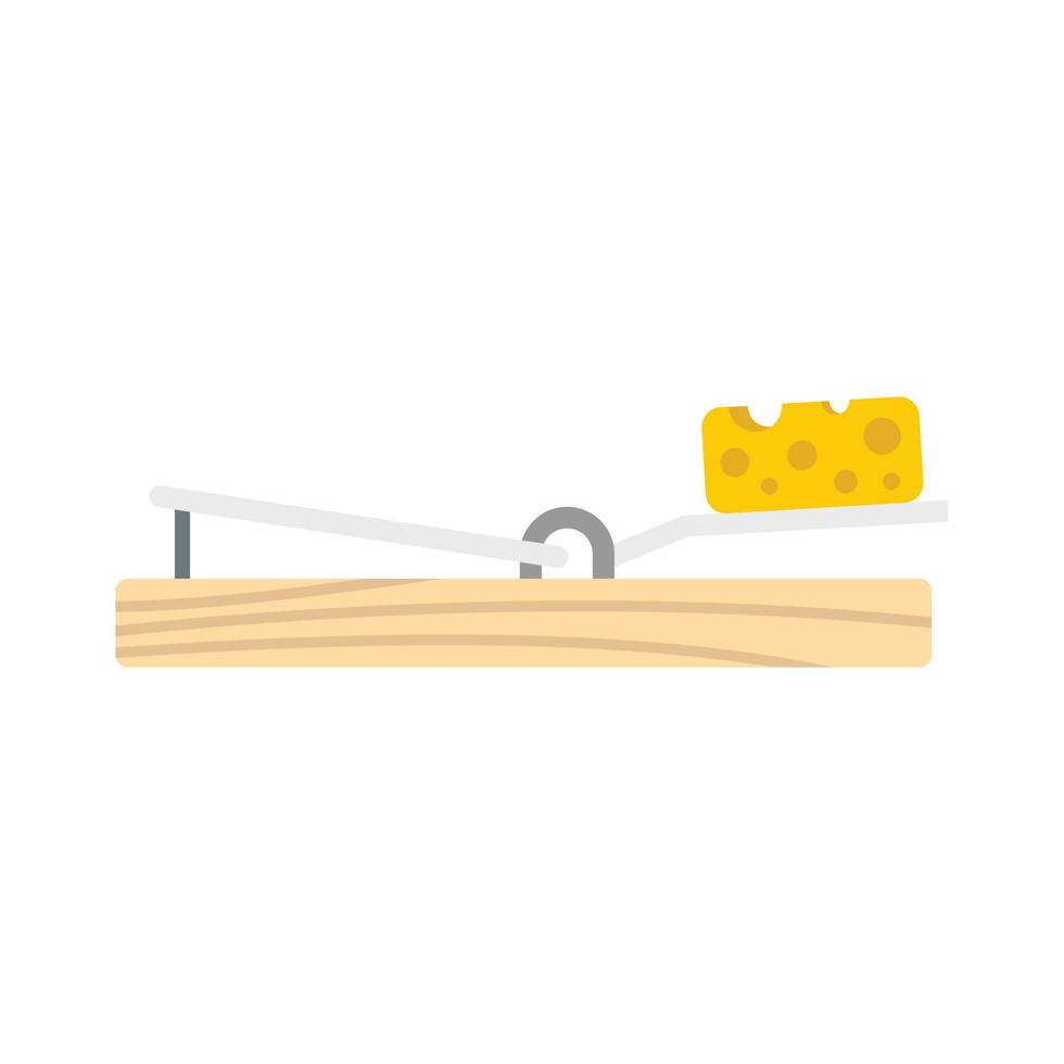 Mouse trap cheese icon, flat style vector