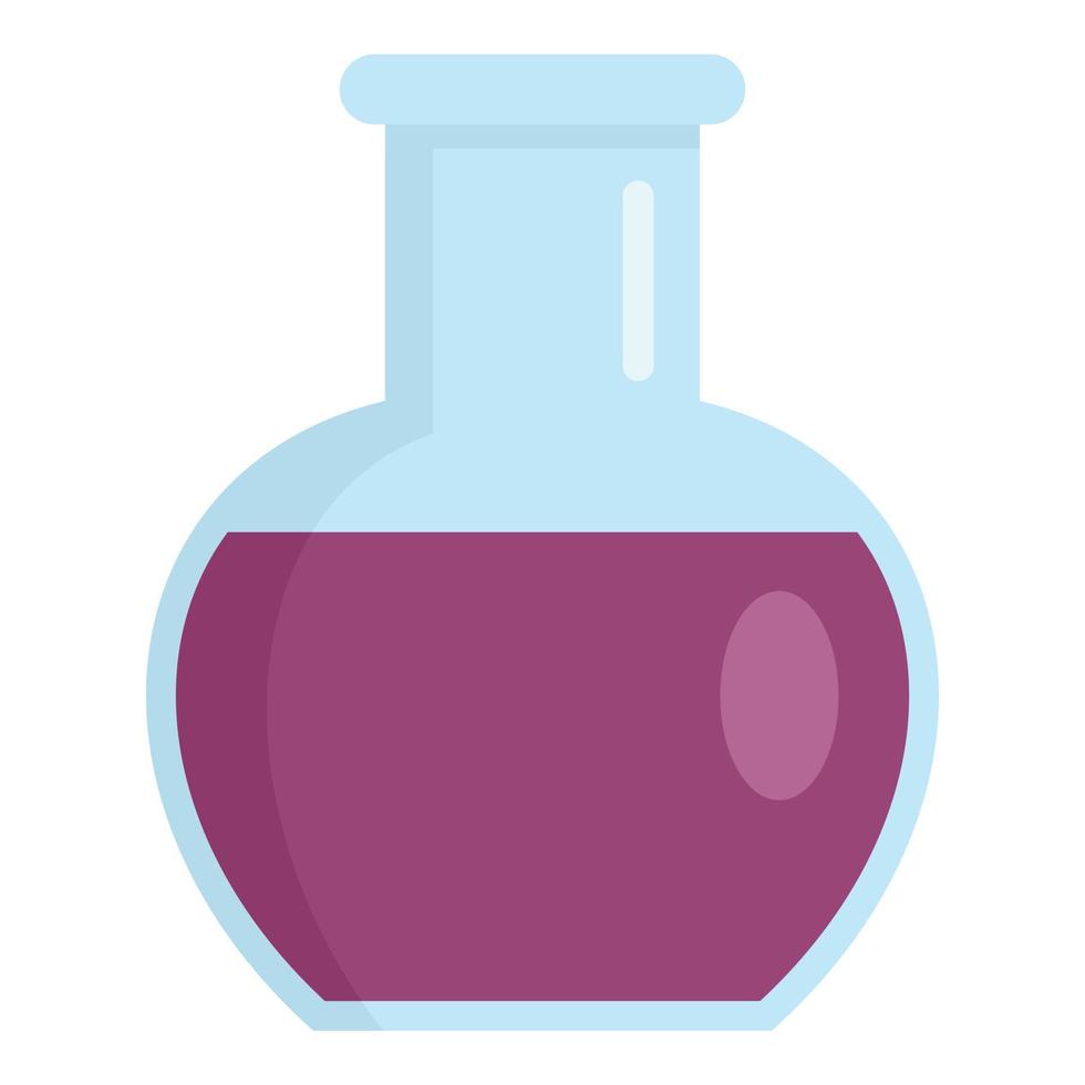 Purple liquid flask icon, flat style vector