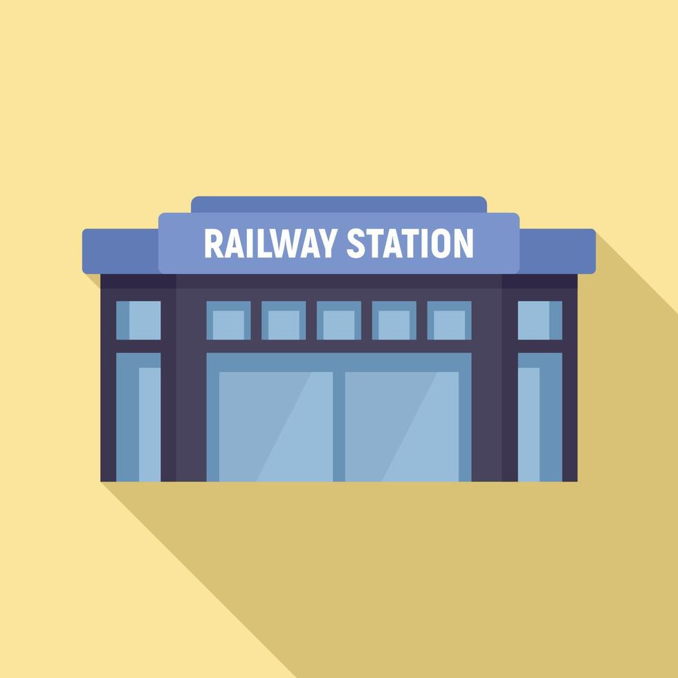 Glass railway station icon, flat style vector
