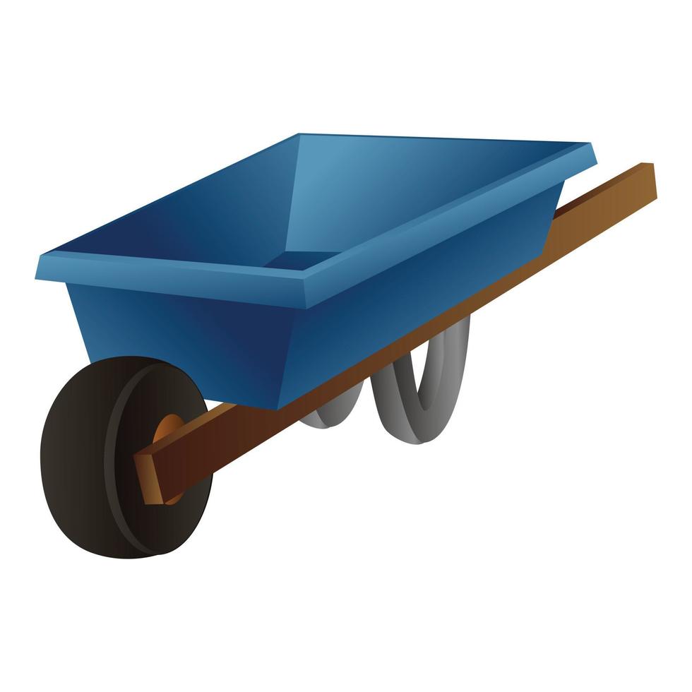 Garden wheelbarrow icon, cartoon style vector