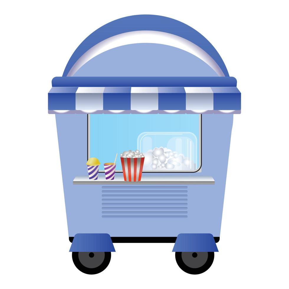 Popcorn kiosk icon, cartoon style vector