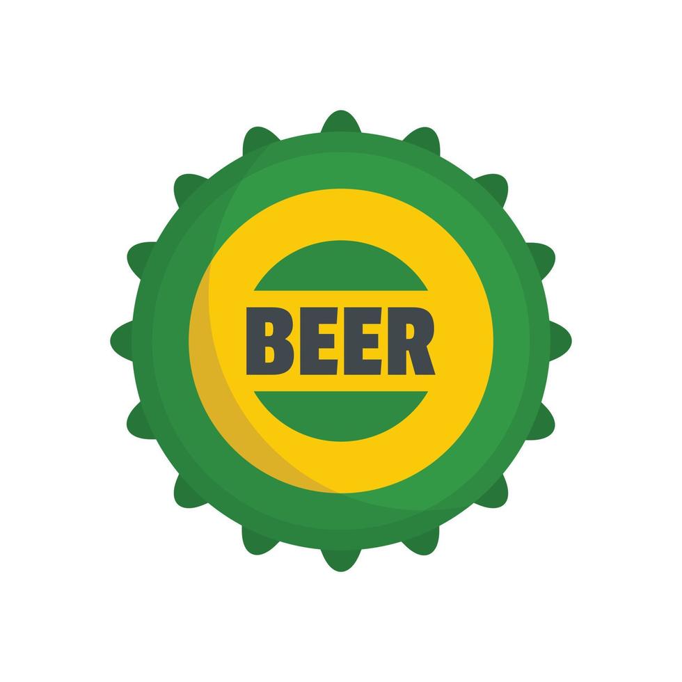 Beer cap icon, flat style. vector