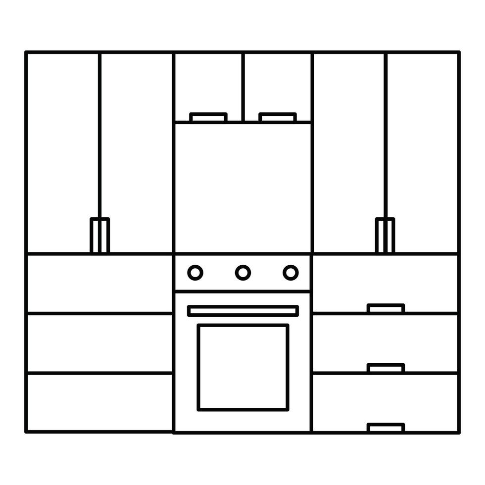 icono de muebles de cocina, estilo de esquema vector