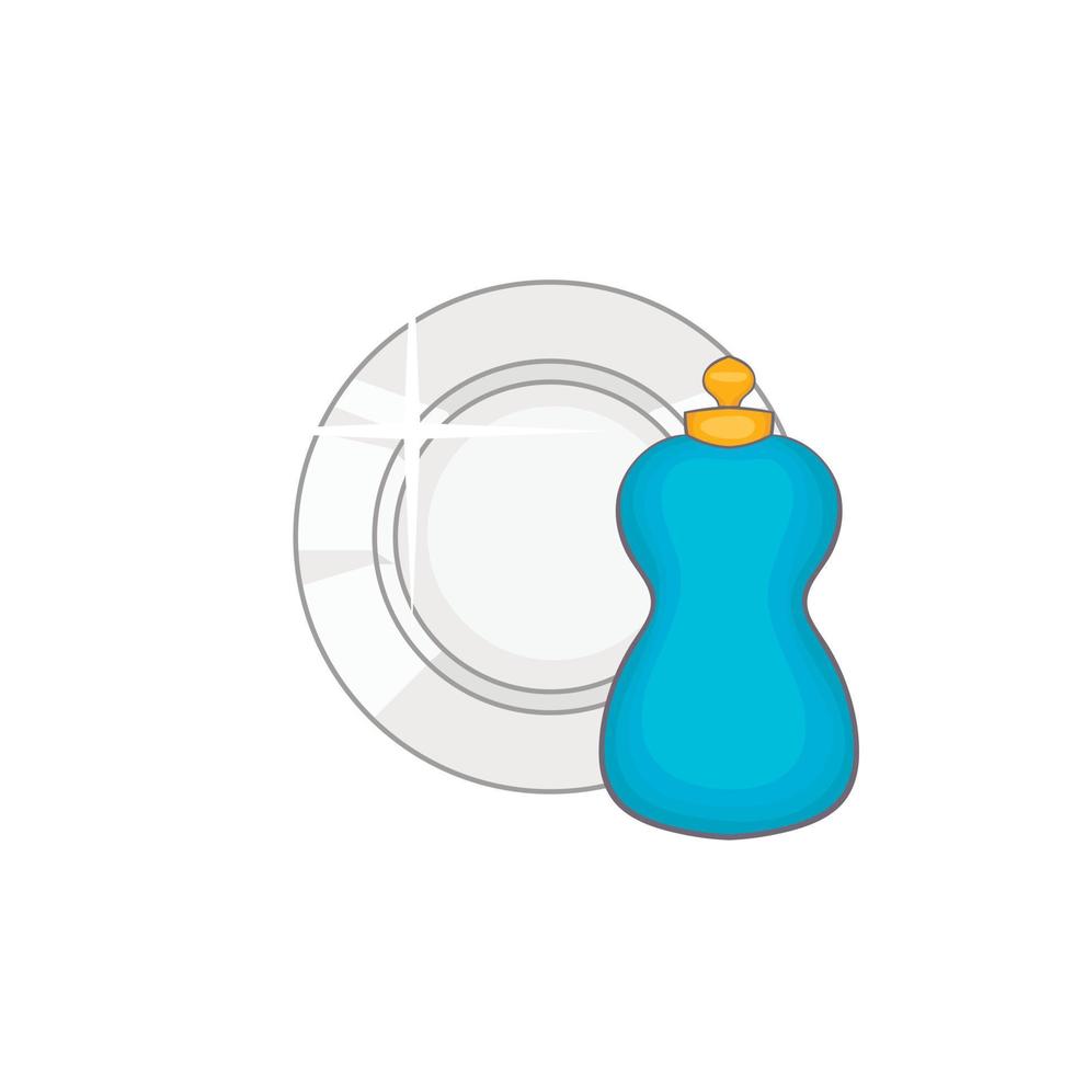 Bottle of dish soap and clean dish icon vector