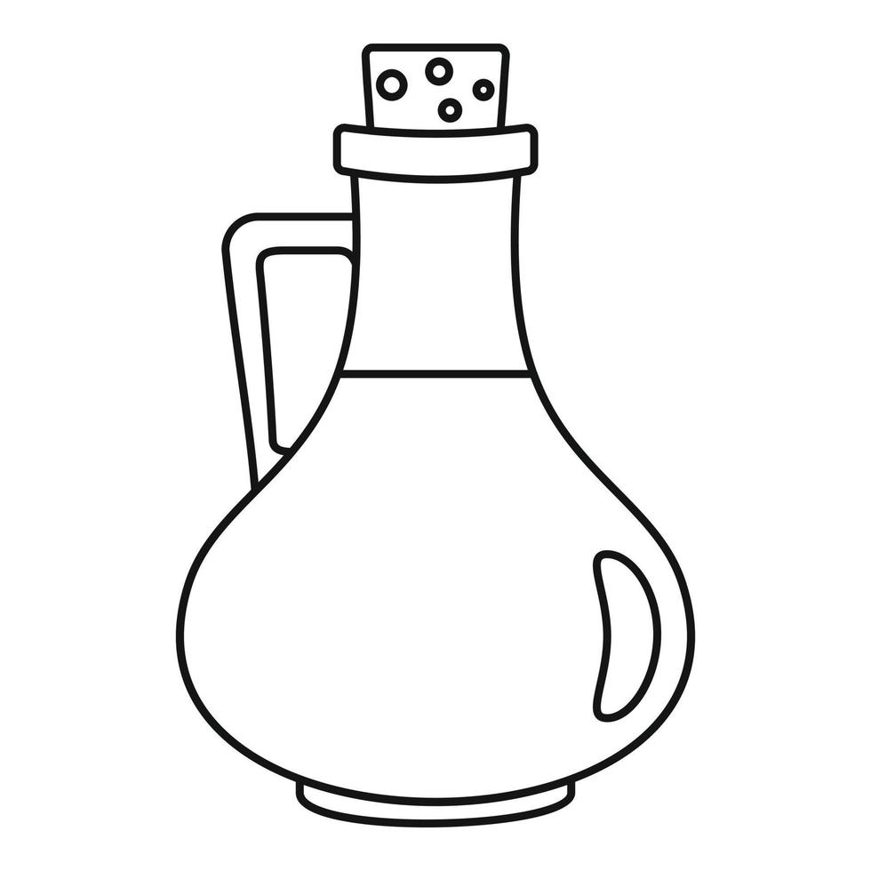 icono de botella de aceite de oliva italiano, estilo de contorno vector