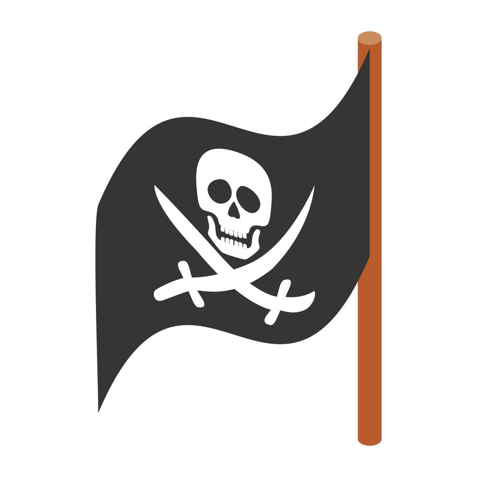 Pirate flag icon, isometric 3d style vector