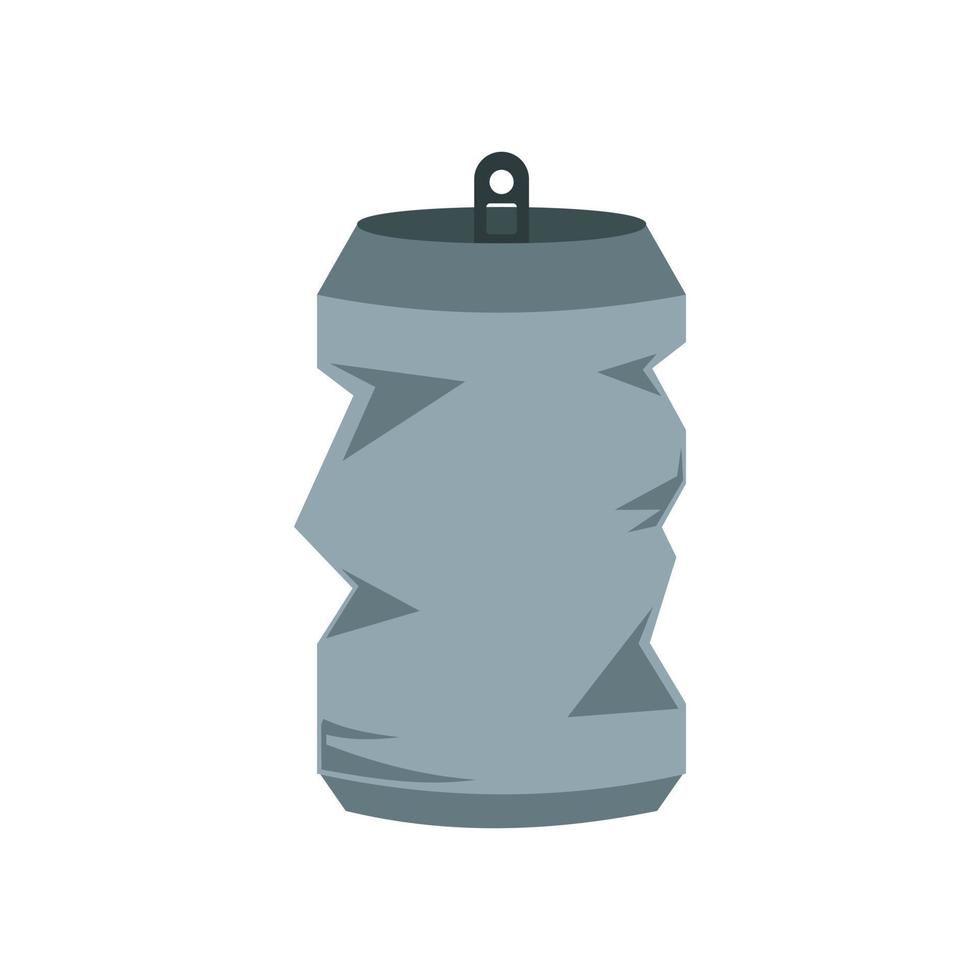 Crumpled tin can icon, flat style vector