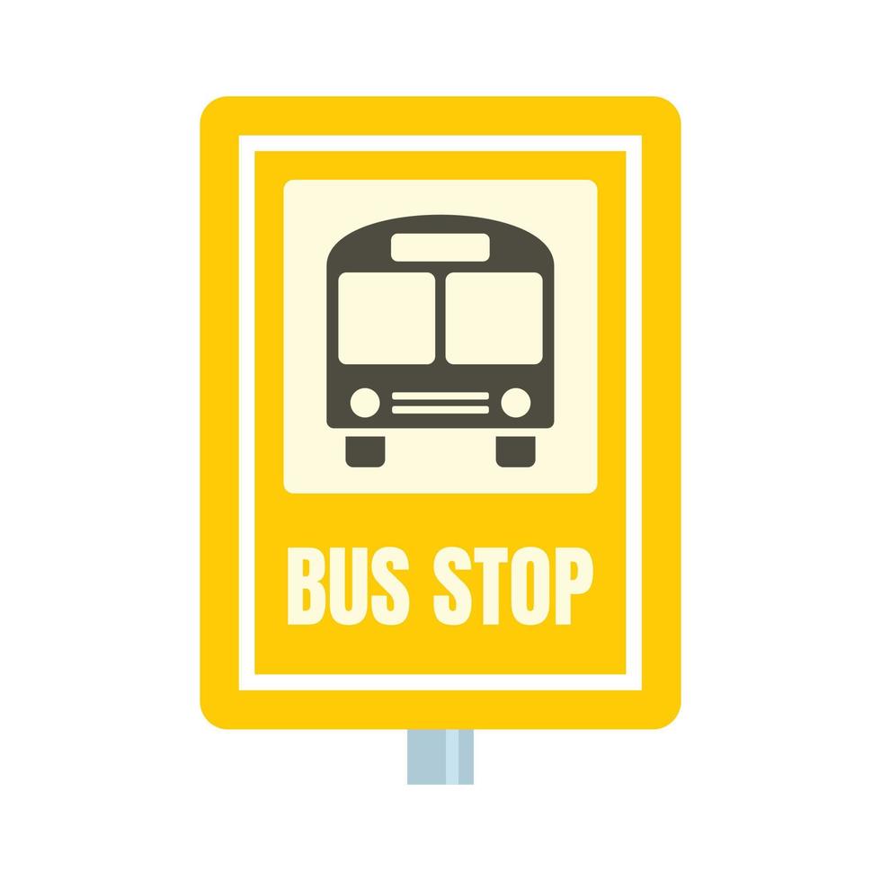 School bus stop sign icon, flat style vector