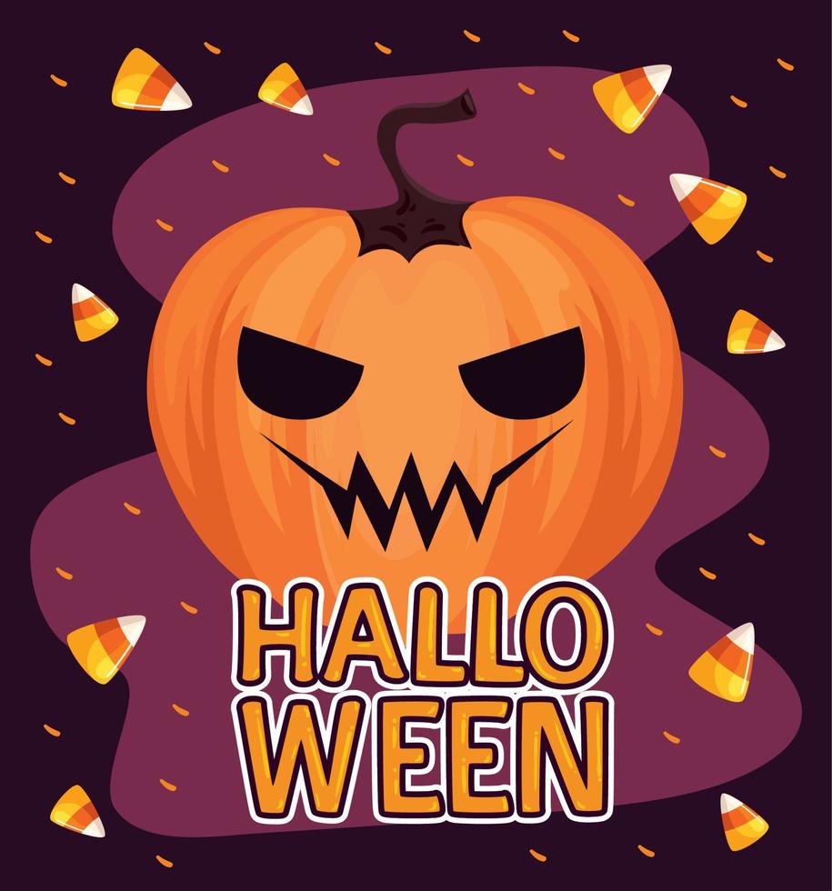 letras de halloween con cara de calabaza vector