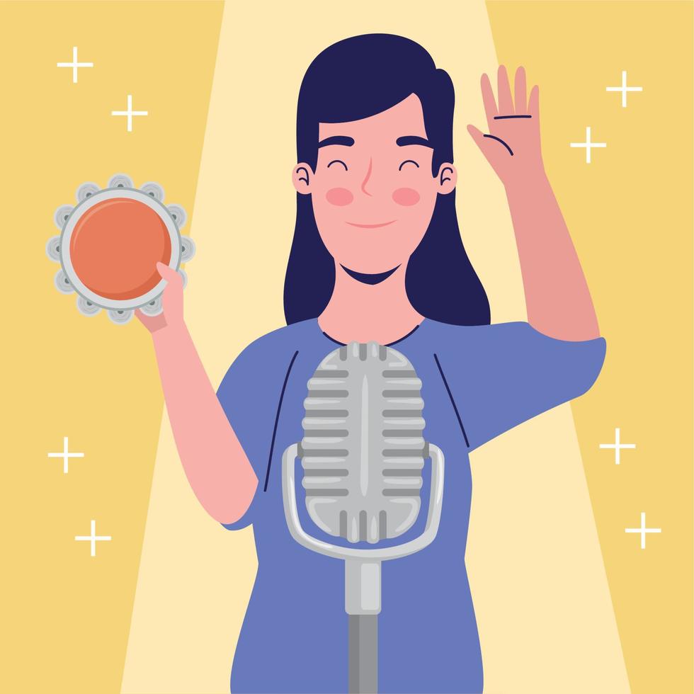 musical poster with tambourine vector