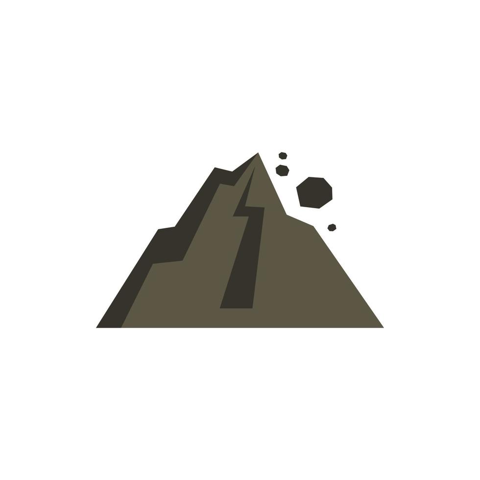 Rockfall in mountains icon, flat style vector